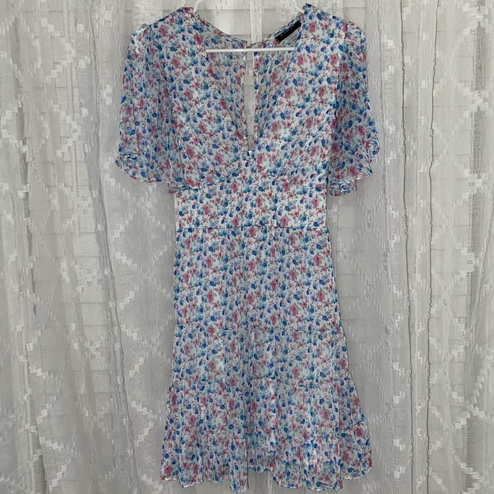 B Darlin Pink & Blue Floral Dress